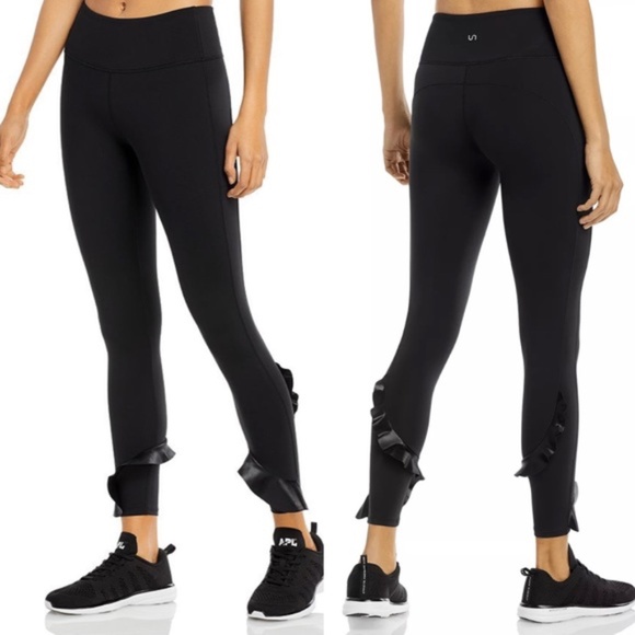 Urban Savage Black High Rise Ruffle Leggings Tights Large - Picture 2 of 10